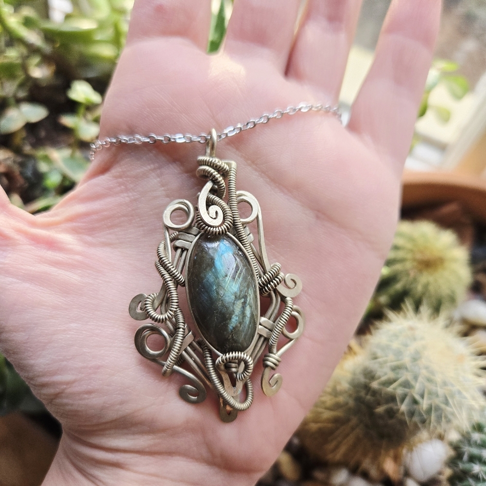 Vintage Handmade Labradorite Boho Bohemian Eclectic Necklace